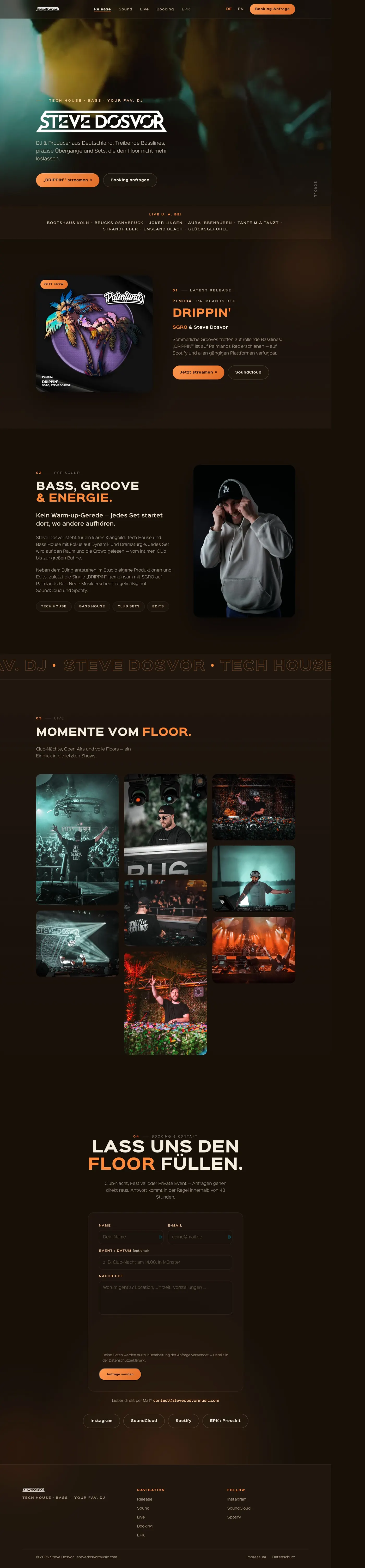 Desktop-Ansicht von stevedosvormusic.com